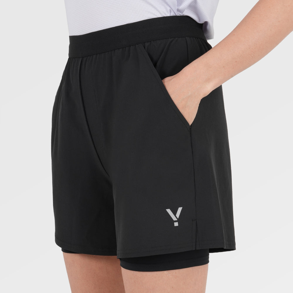 Womens Skua 5 Inch Core 2-In-1 Running Shorts (Black)