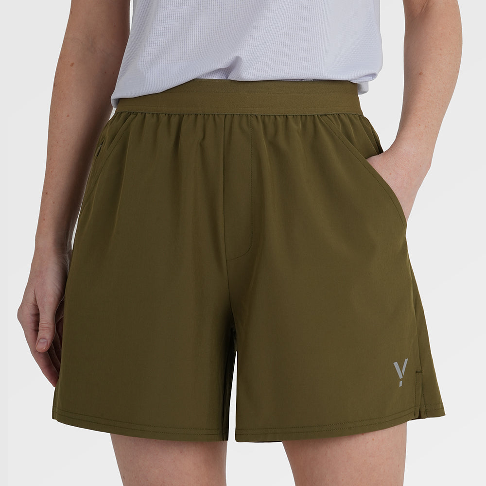 Womens Skua 5 Inch Core Running Shorts (Khaki)