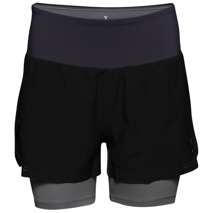 Womens Swift 2-In-1 Shorts (Black/Charcoal) #contain