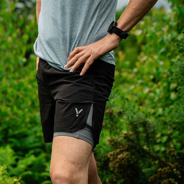 Mens Swift 2-In-1 Shorts (Black/Charcoal)
