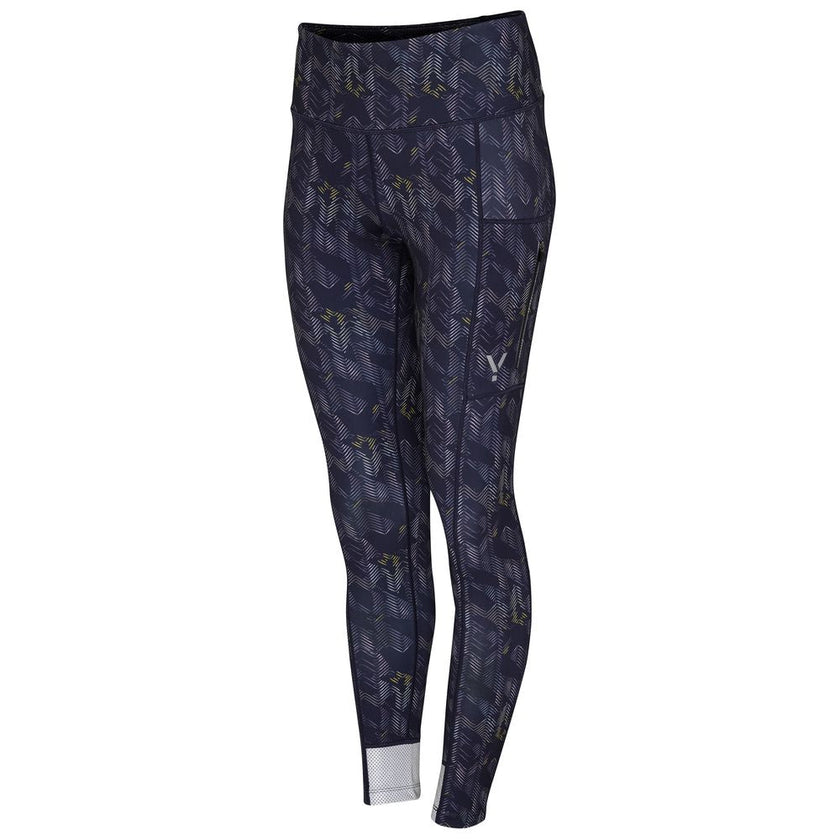 Womens Eos Reflective Tights (Graphite/Citron Print) #contain