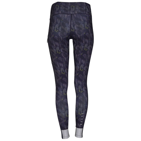 Womens Eos Reflective Tights (Graphite/Citron Print) #contain