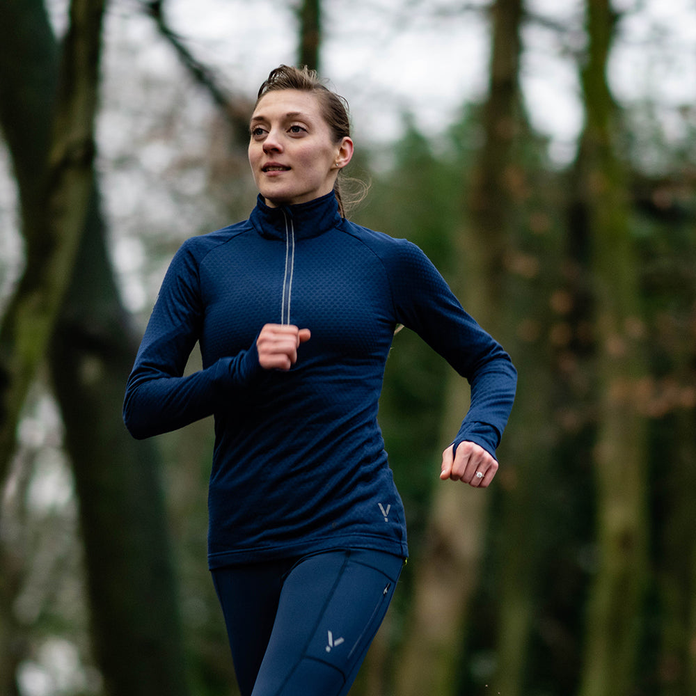 Womens Zephyr Zip Grid Fleece (Navy) | Flyte