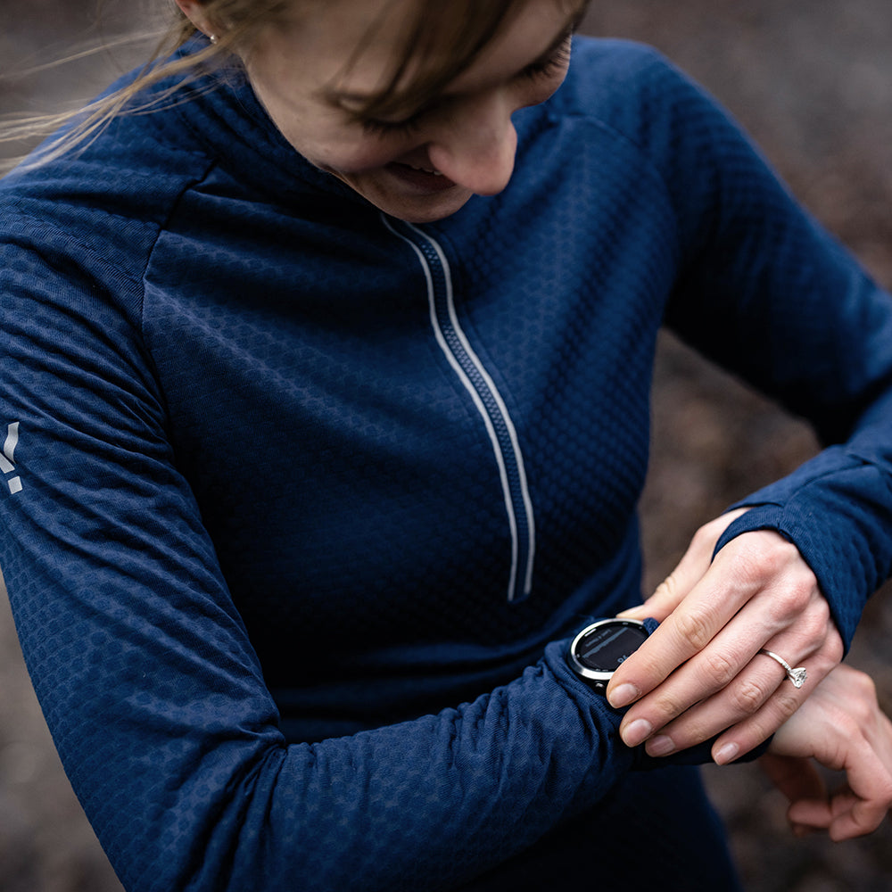 Womens Zephyr Zip Grid Fleece (Navy) | Flyte